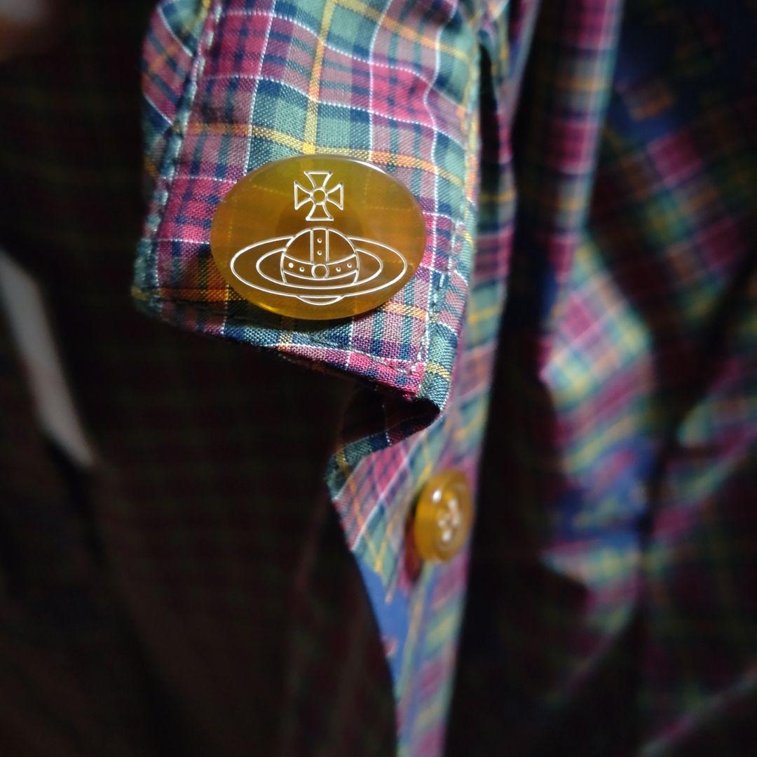 ヴィヴィアンウエストウッド　チェック柄 半袖シャツ 花柄プリント