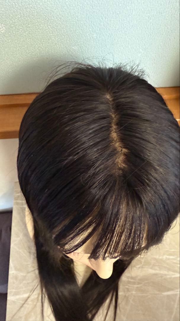 高品質　ロングストレートウィッグ 人毛　総手植えレース　医療用　定価79800円