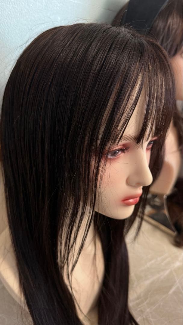 高品質　ロングストレートウィッグ 人毛　総手植えレース　医療用　定価79800円