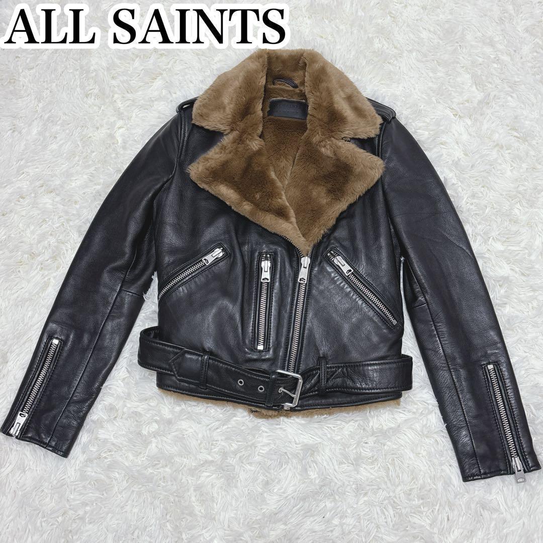 ☆美品☆ALL SAINTS レザーファージャケット　 ライダース　羊革　ファー