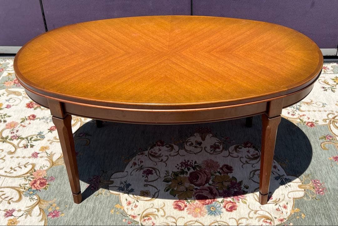 楕円形ブラウン木製テーブル人気アンティーク コスガ家具センターテーブル