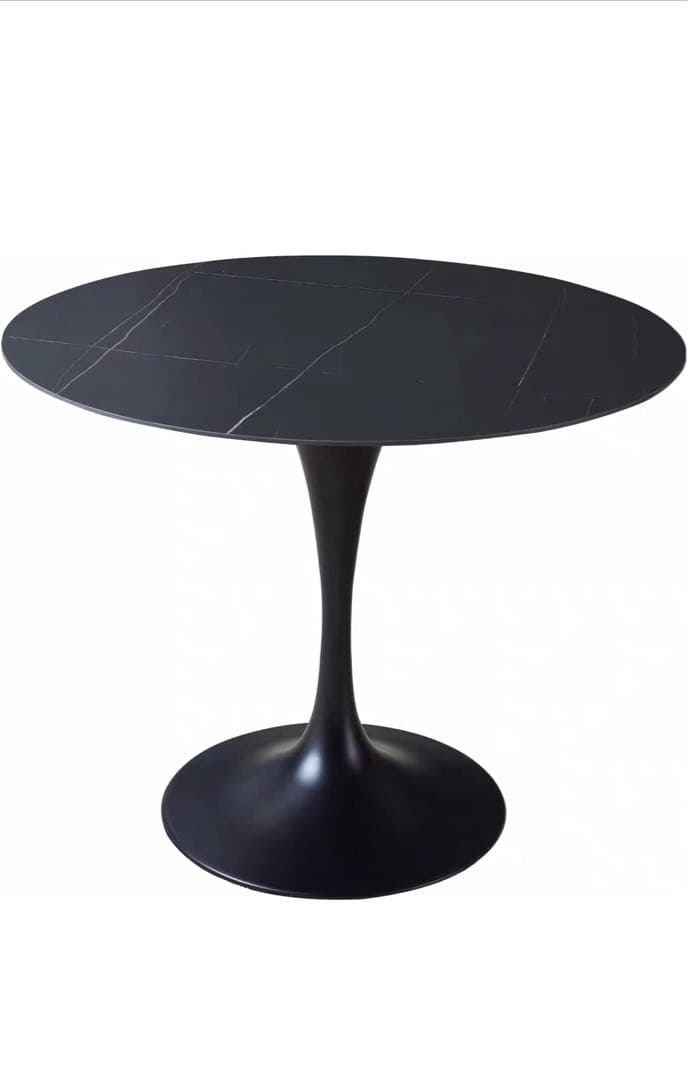 【ほぼ未使用】大理石調 カフェテーブル 80cm ブラック 高級感あり