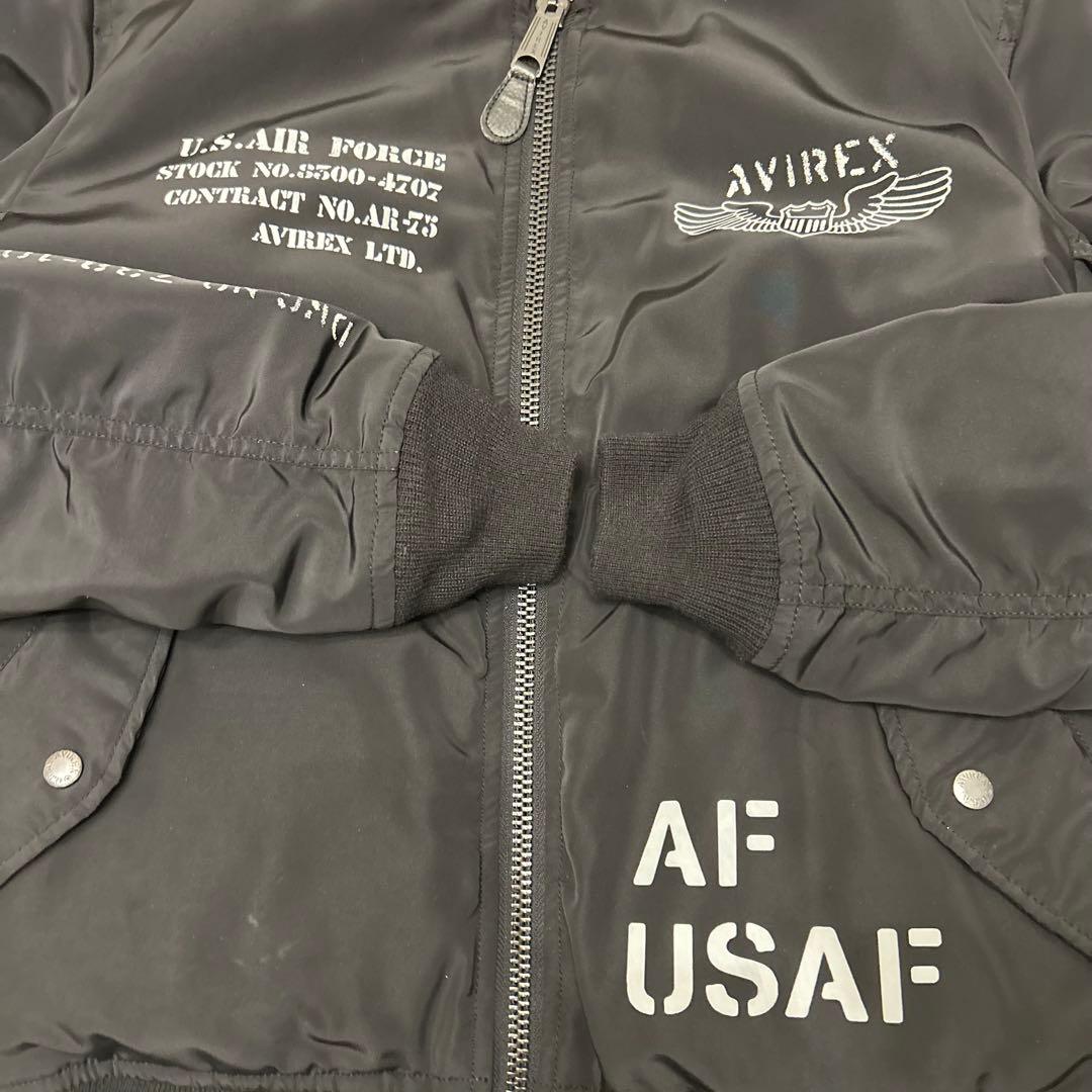 AVIREX ブラック MA-1 フライトジャケットL リバーシブル 縦ステッチ