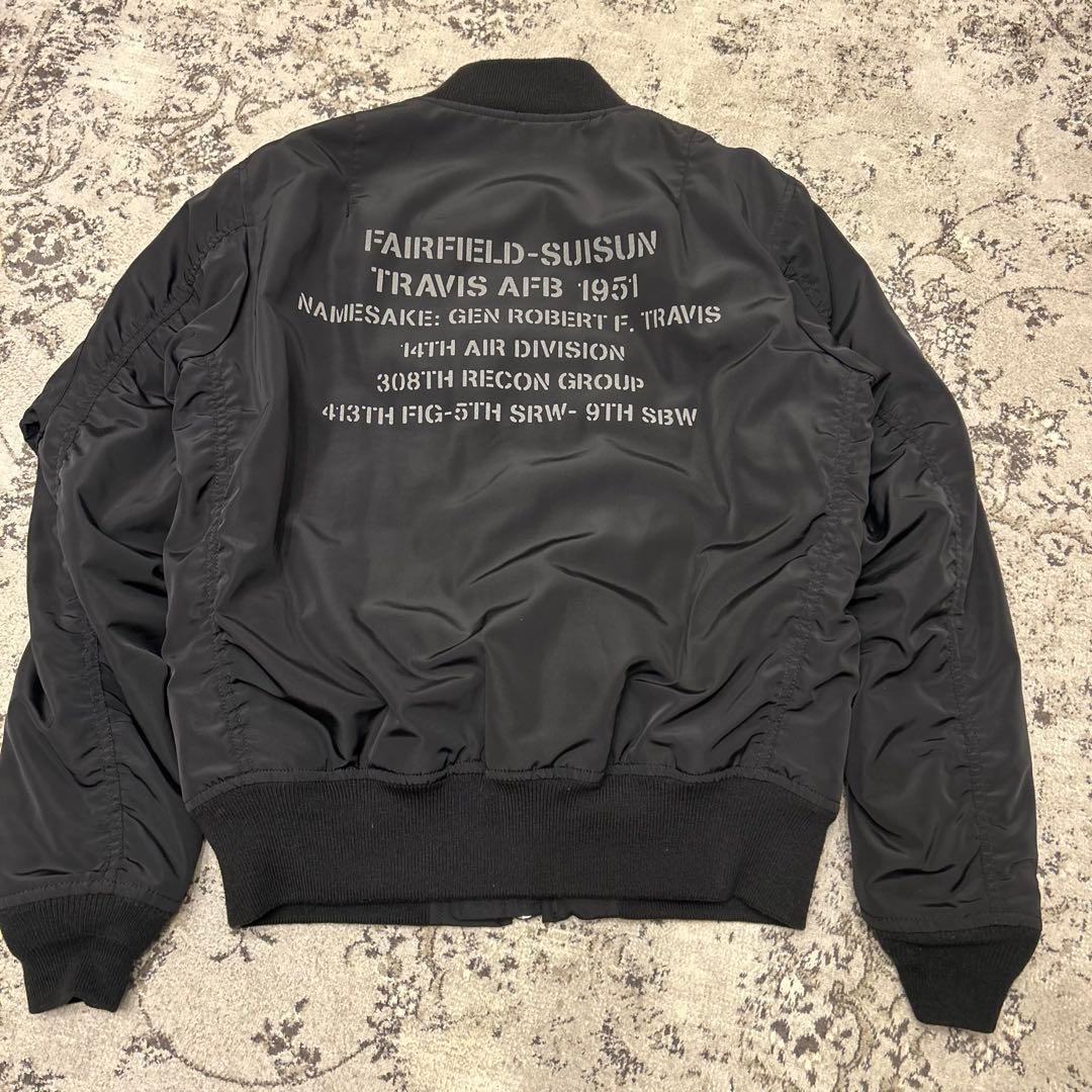 AVIREX ブラック MA-1 フライトジャケットL リバーシブル 縦ステッチ