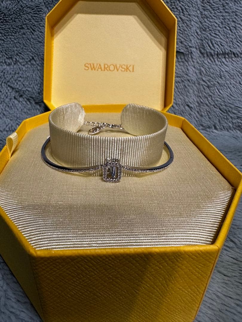 【美品】swarovski オクタゴン バングル ブレスレット スワロフスキー