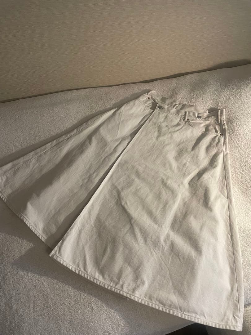 45R ライ麦デニムのクロスオーバースカート（ホワイト・一張羅）　サイズ2