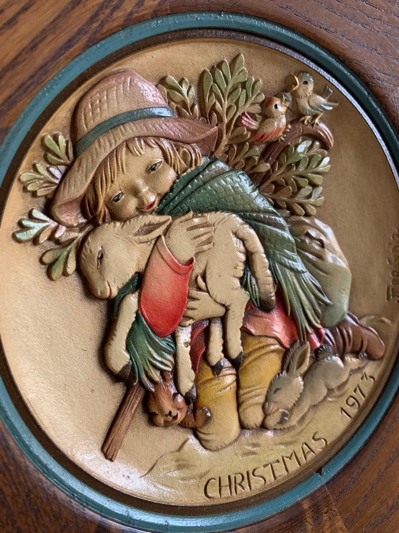 アンリ人形　ビンテージ1973年クリスマス木製プレート！可愛い過ぎます！