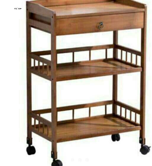 【楠竹移動食堂車置物棚台所整理お茶酒家庭用押し車多層棚】3