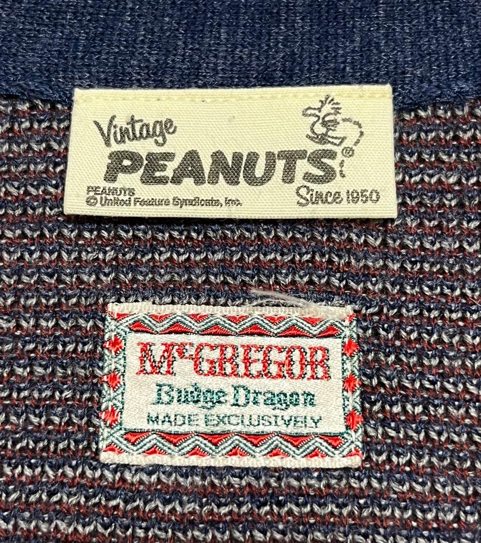 日本製 スヌーピー マクレガー ピーナッツ ジャガード カーディガン 古着 XL