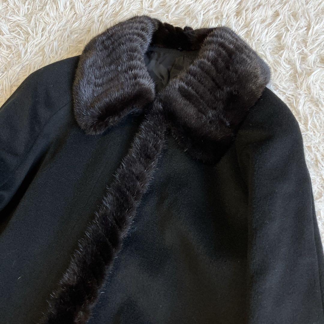 ◎極美品 カシミヤコート ロングコート高級ミンクファー 2way 取り外し可能1
