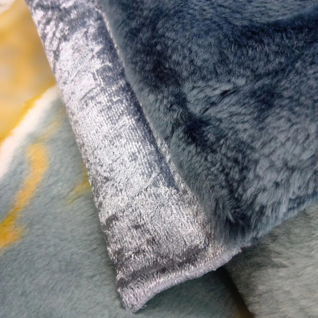 襟付アクリル2枚合わせ毛布 140x200cm　　ムートンタッチ　シングルサイズ