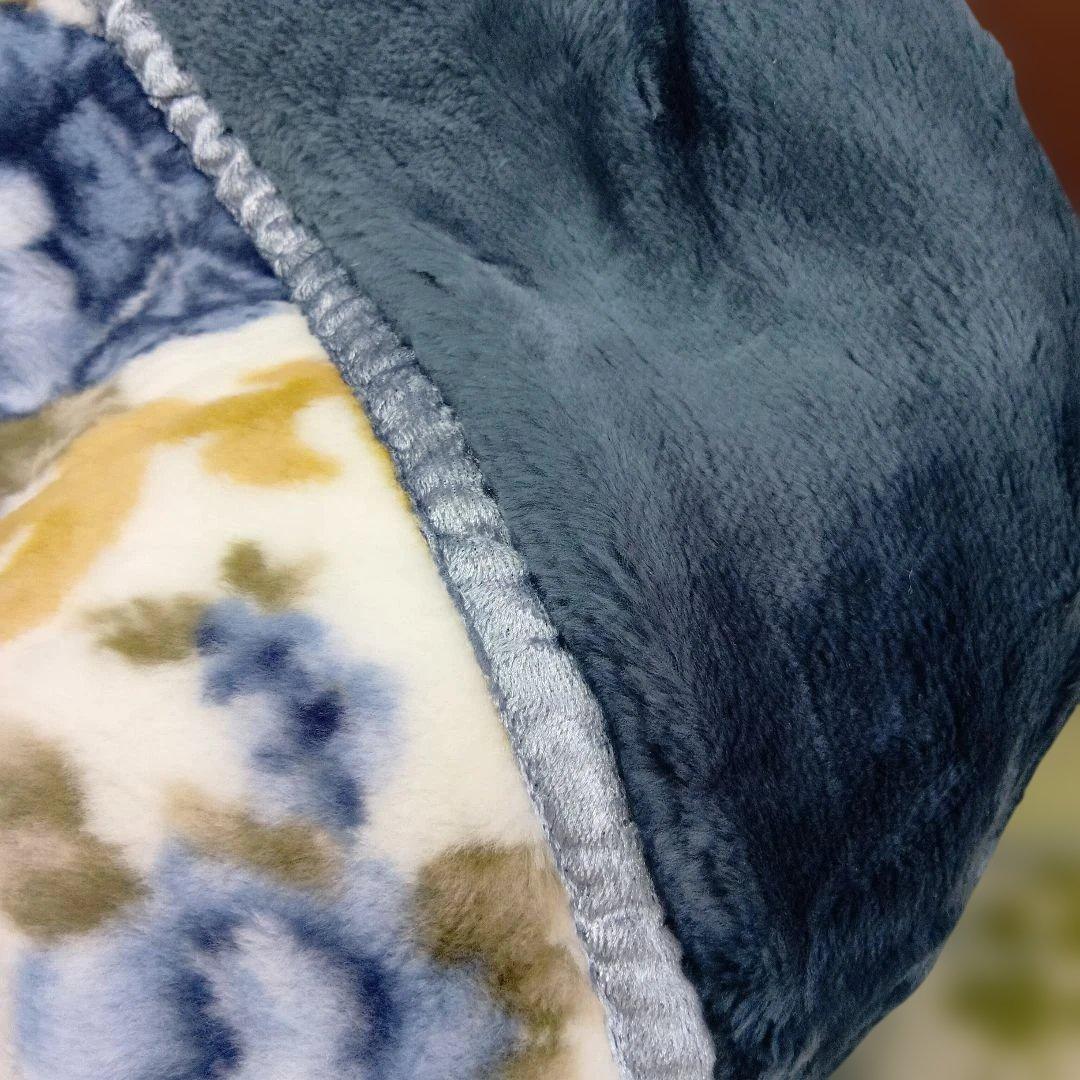 襟付アクリル2枚合わせ毛布 140x200cm　　ムートンタッチ　シングルサイズ