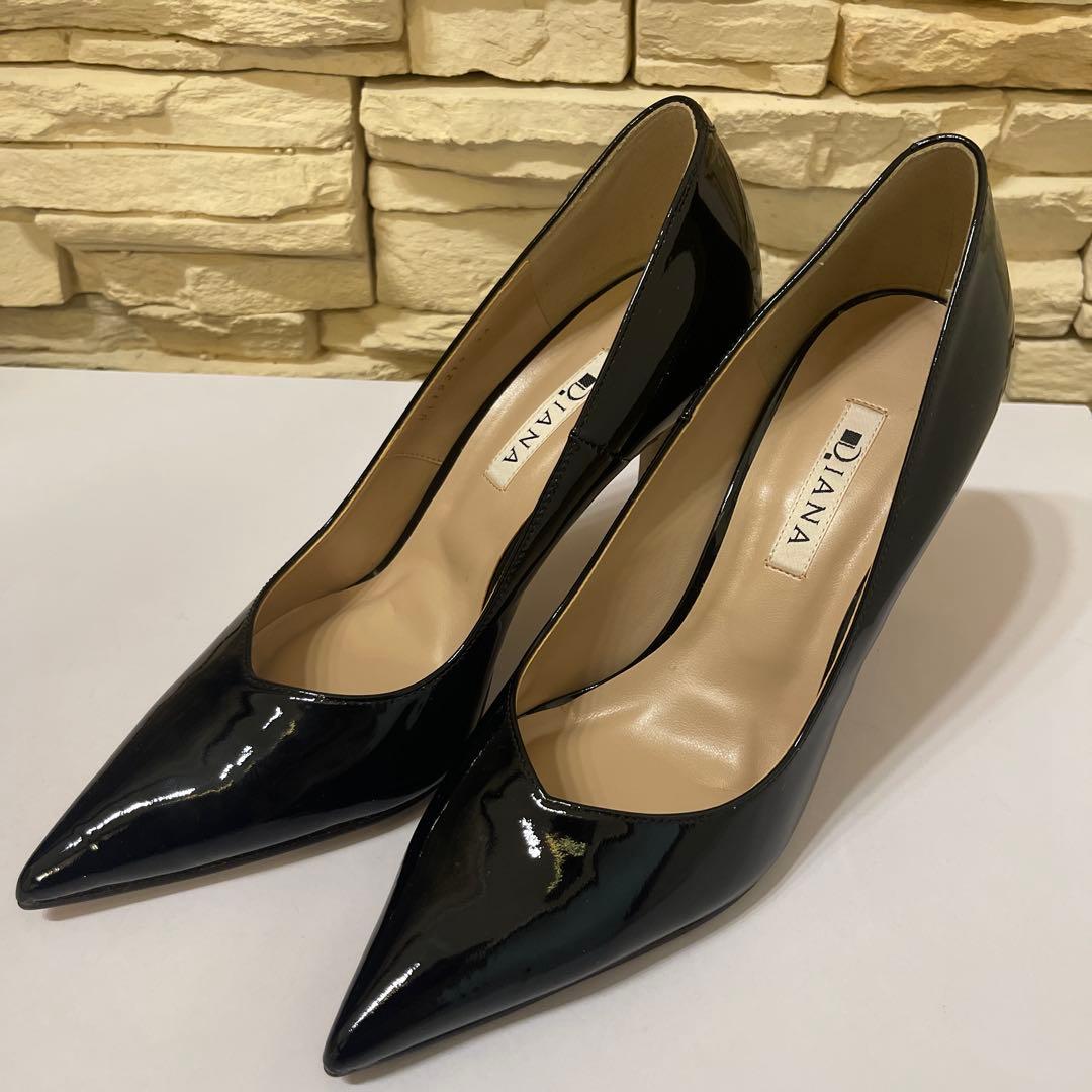 【新品・未使用】DIANA ブラック ハイヒール　エナメル　24センチ　パンプス