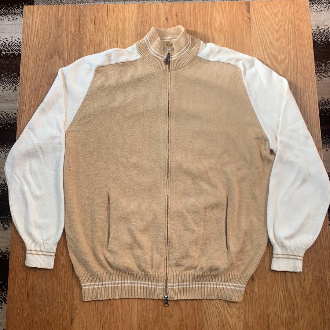 美品 ブルネロクチネリ ドライバーズニット ブルゾン コットン サイズ52