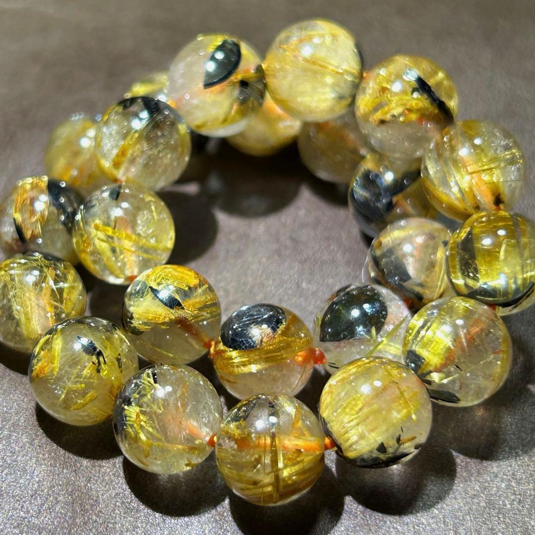 ☆みつ豆様！太陽　タイチン　ゴールド　ルチル　ブレス　福徳龍王宝珠①