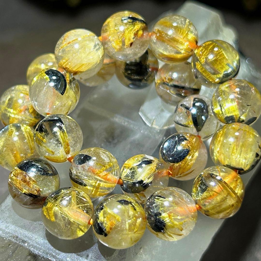 ☆みつ豆様！太陽　タイチン　ゴールド　ルチル　ブレス　福徳龍王宝珠①