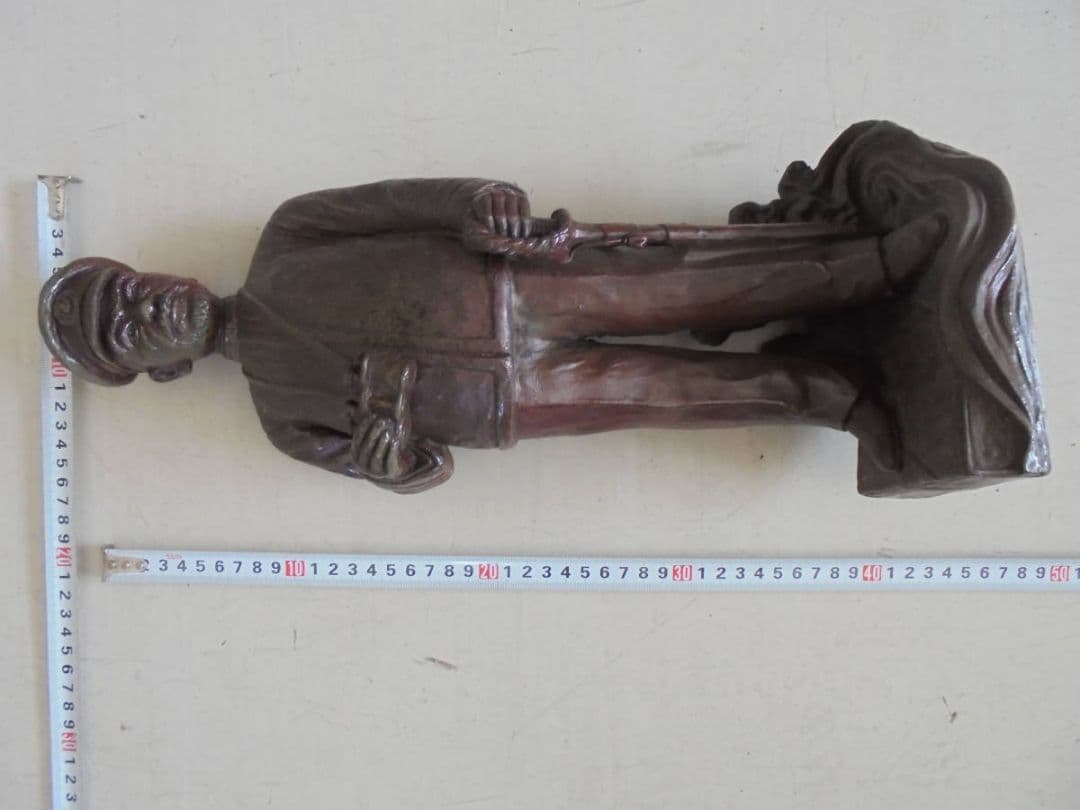 AKa6452　備前　陶斎仙史作　東郷平八郎　立像　陶器　置物　高さ　約４１ｃｍ