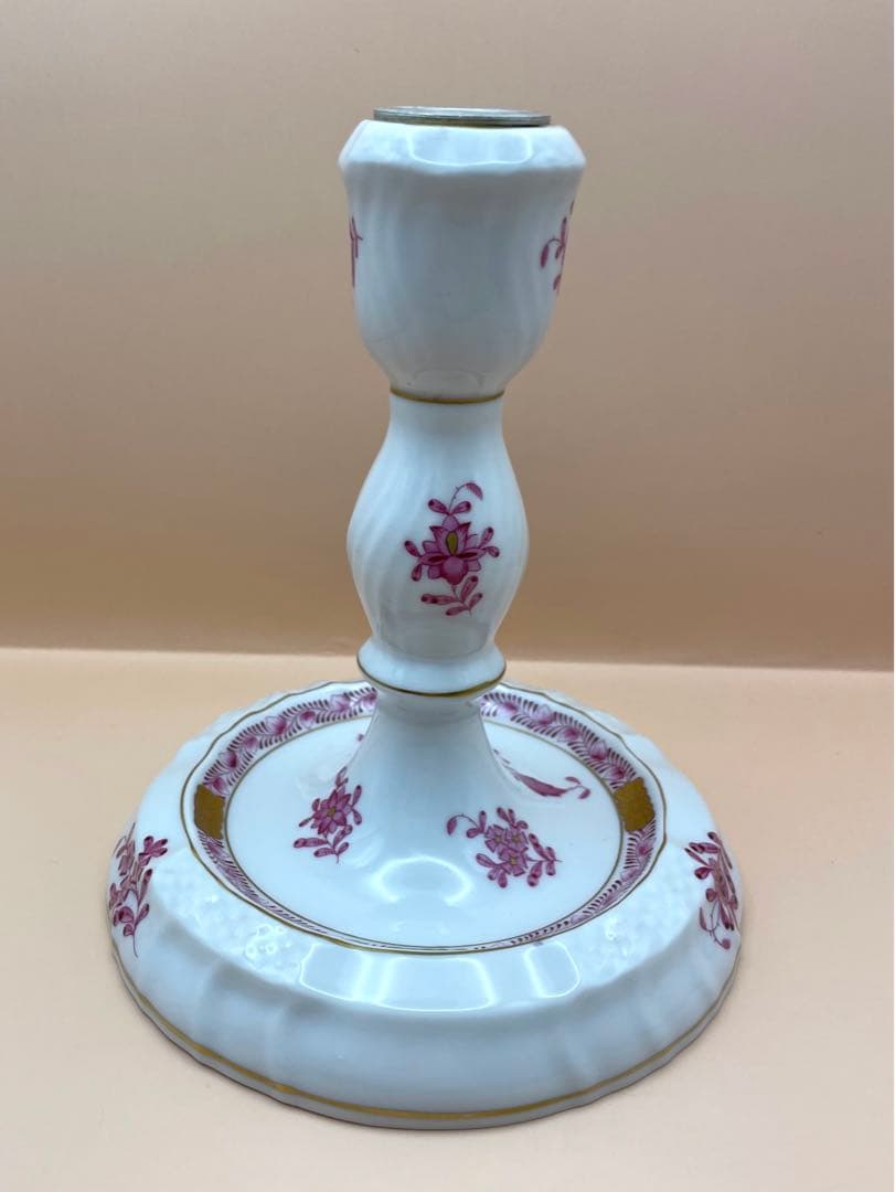 ヘレンドアポニーピンクのキャンドルホルダー