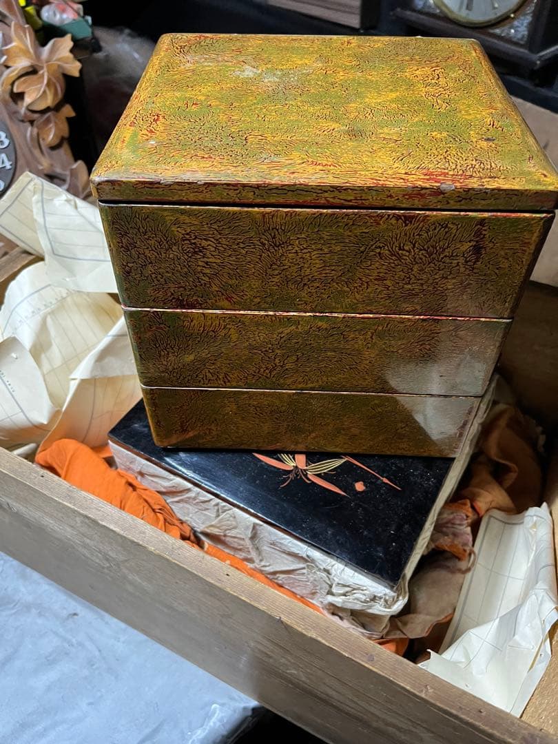 美術館級御重、御重、3段重、おせち料理、昭和18年頃の3段重ね重箱