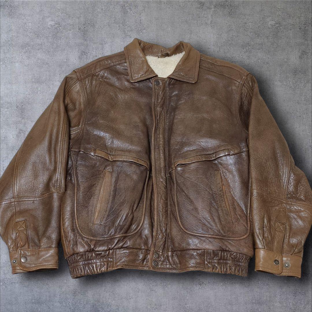 90s vintage A-2 フライトジャケット LL レザー 短丈 ボマー
