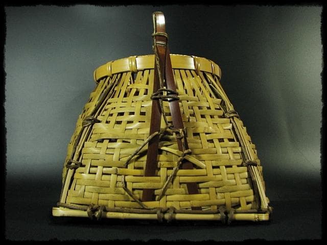 尋牛斎 久田 宗也 宗全作写 置うご 花入 黒田宗傳 宗全籠 書付共箱 f299