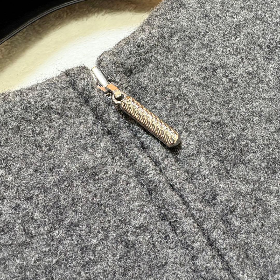 MORABITO STYLE 38 ウールワンピース グレー モニーレ装飾