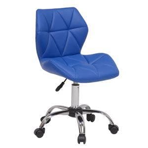 デスクチェア 【ブルー】 約幅48cm スチール 合皮/合成皮革 キャスター付き