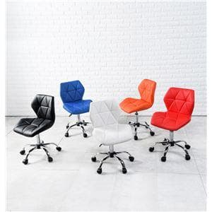 デスクチェア 【ブルー】 約幅48cm スチール 合皮/合成皮革 キャスター付き