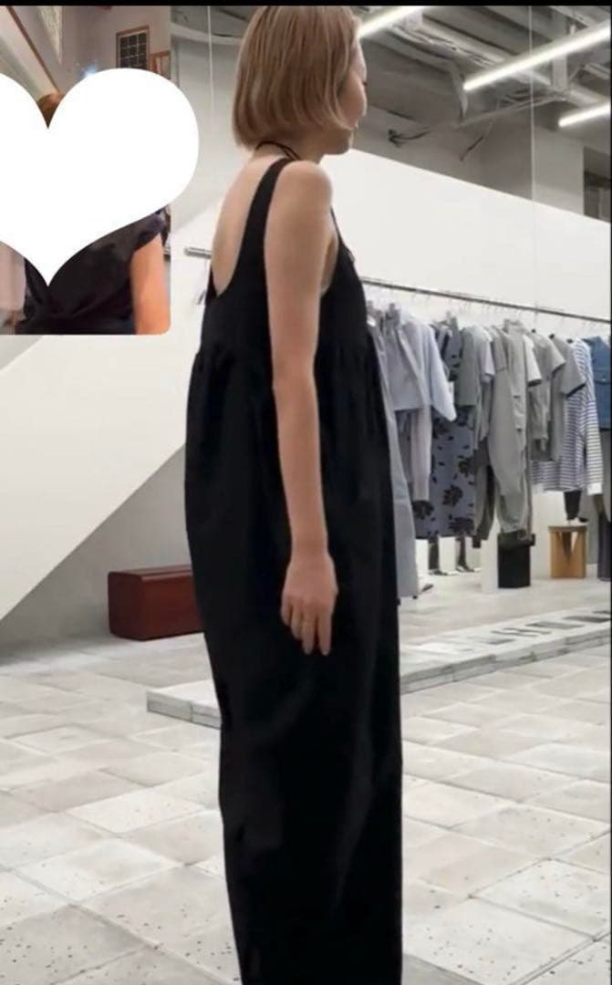 anuke アンヌーク コットンギャザーコンビネゾン*ブラック 38