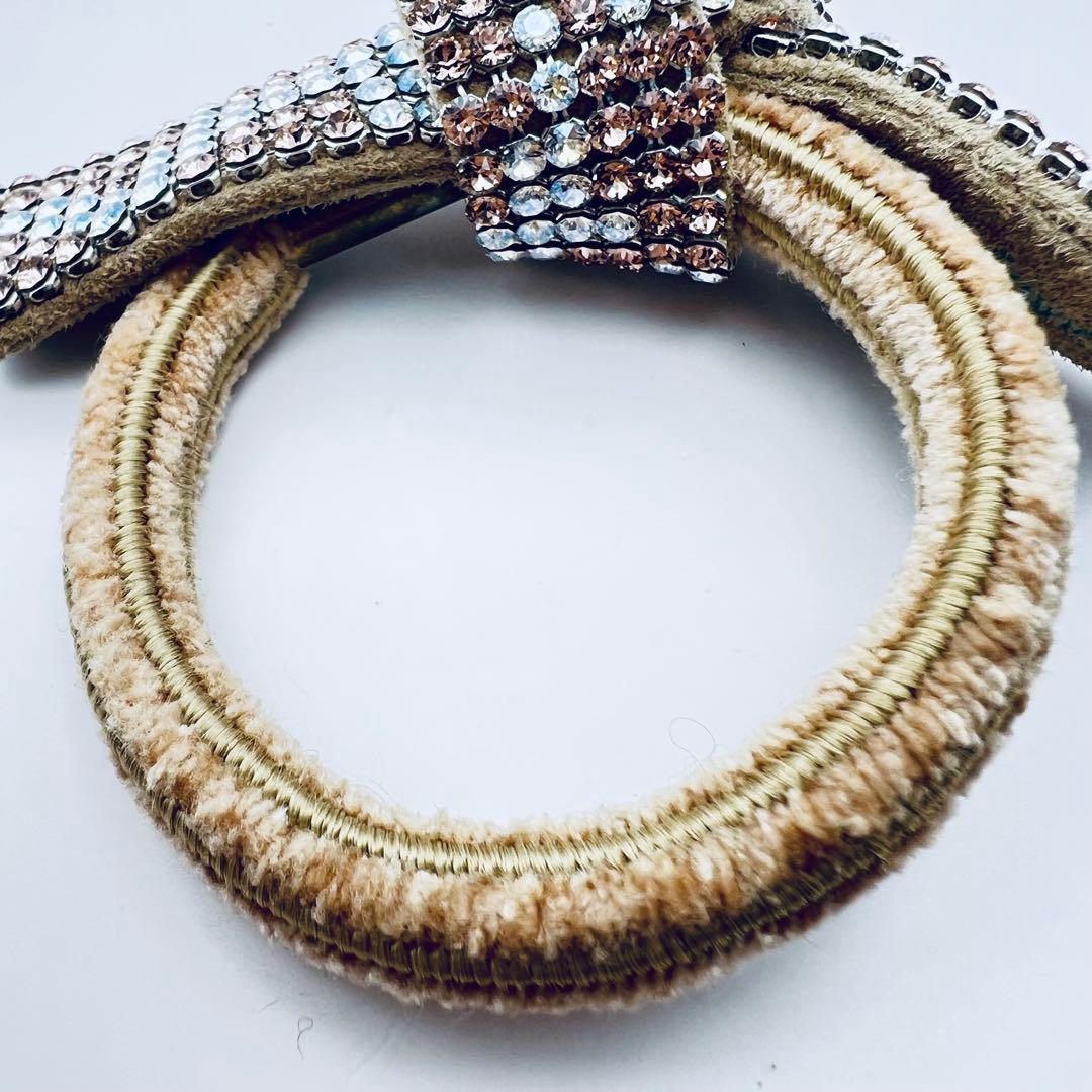 acca アッカ　クリスタル　ブリジットドレスポニー　ベージュ　ピンク×シルバー