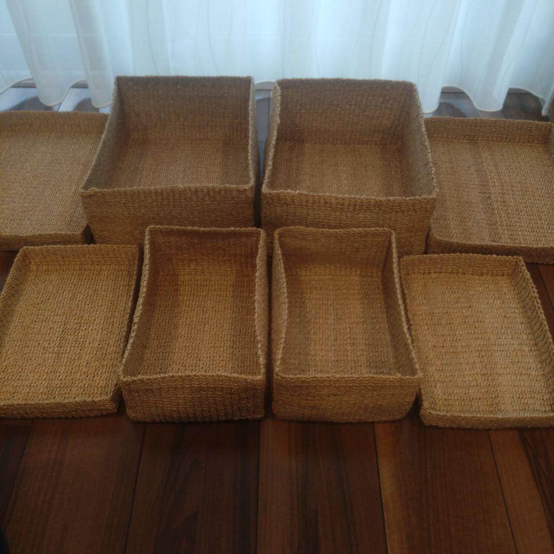 【廃盤】無印良品　アバカ　カゴ　蓋付き小物入れ　大2個＆中2個