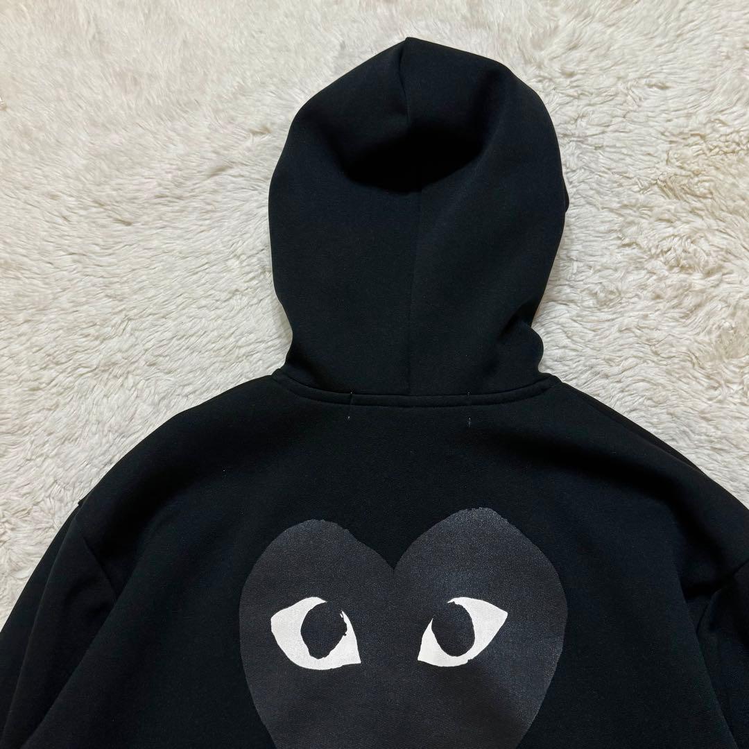 プレイコムデギャルソン L/黒ハート ジップパーカー ビッグプリント L