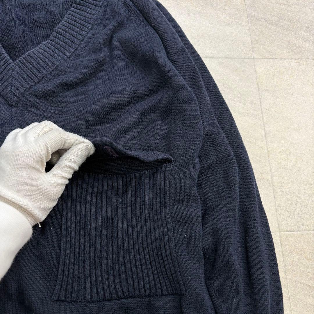 マン様CHANEL シャネル セーター ココマーク コットン ネイビー Vネック