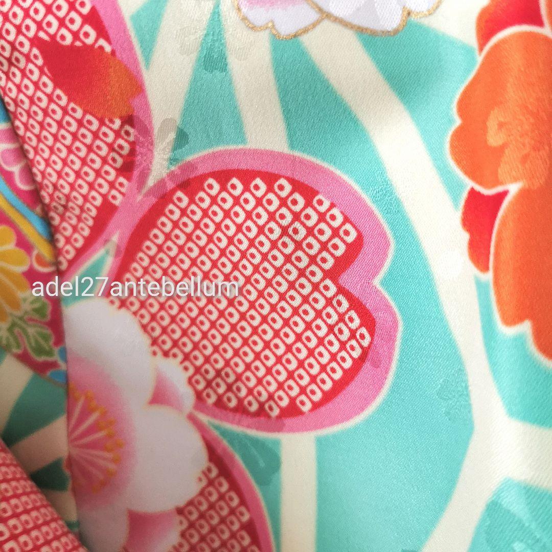 新品小町kids七五三3歳着物コート8点セット花柄薄緑白髪飾り巾着袋下駄お祝い着