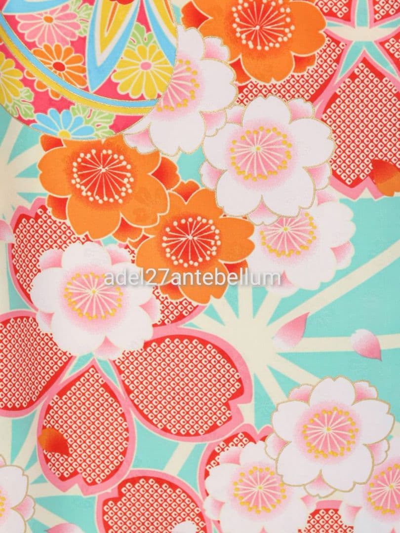 新品小町kids七五三3歳着物コート8点セット花柄薄緑白髪飾り巾着袋下駄お祝い着