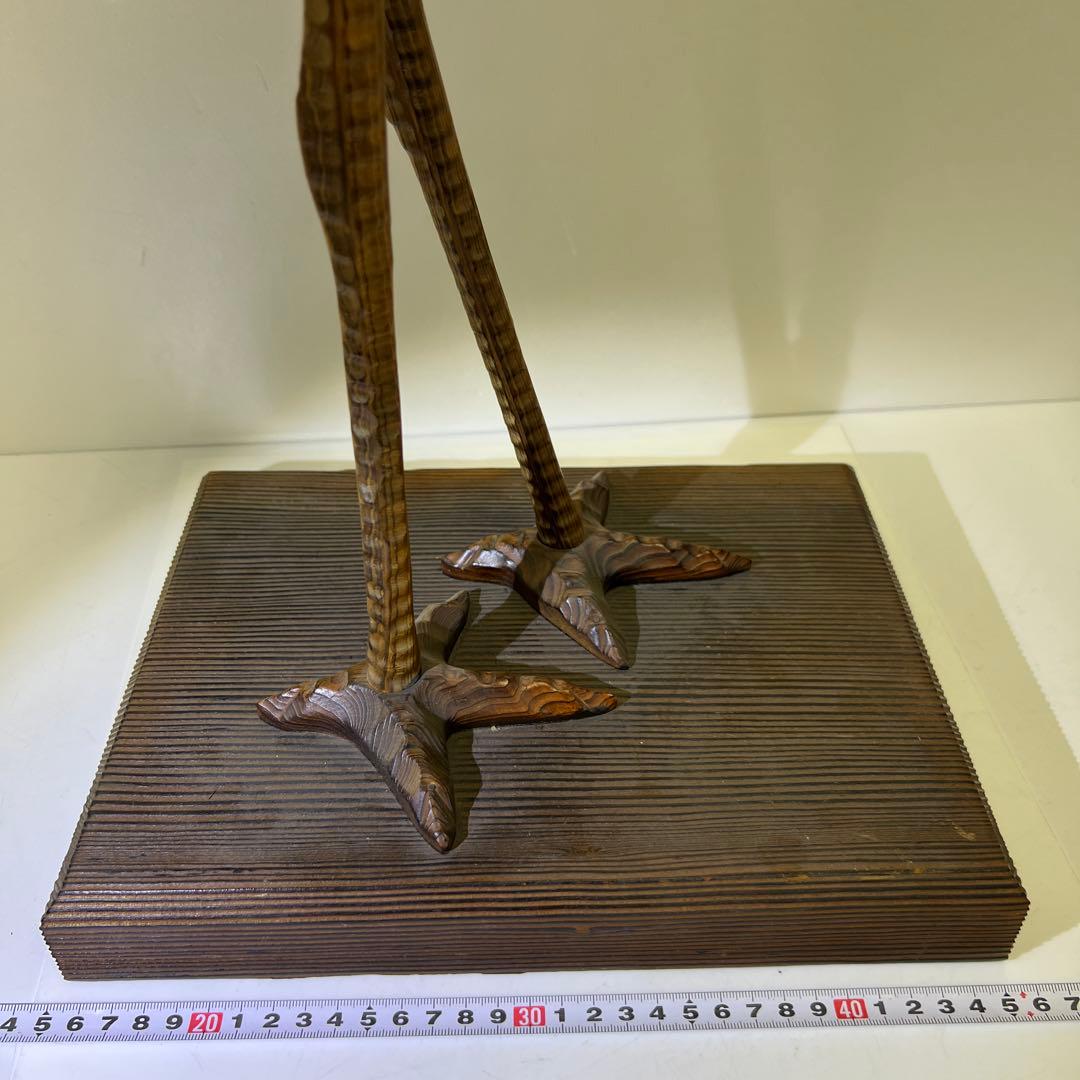 時代木製鶴置物　高さ約81㎝　東Y8-0128③タコサ