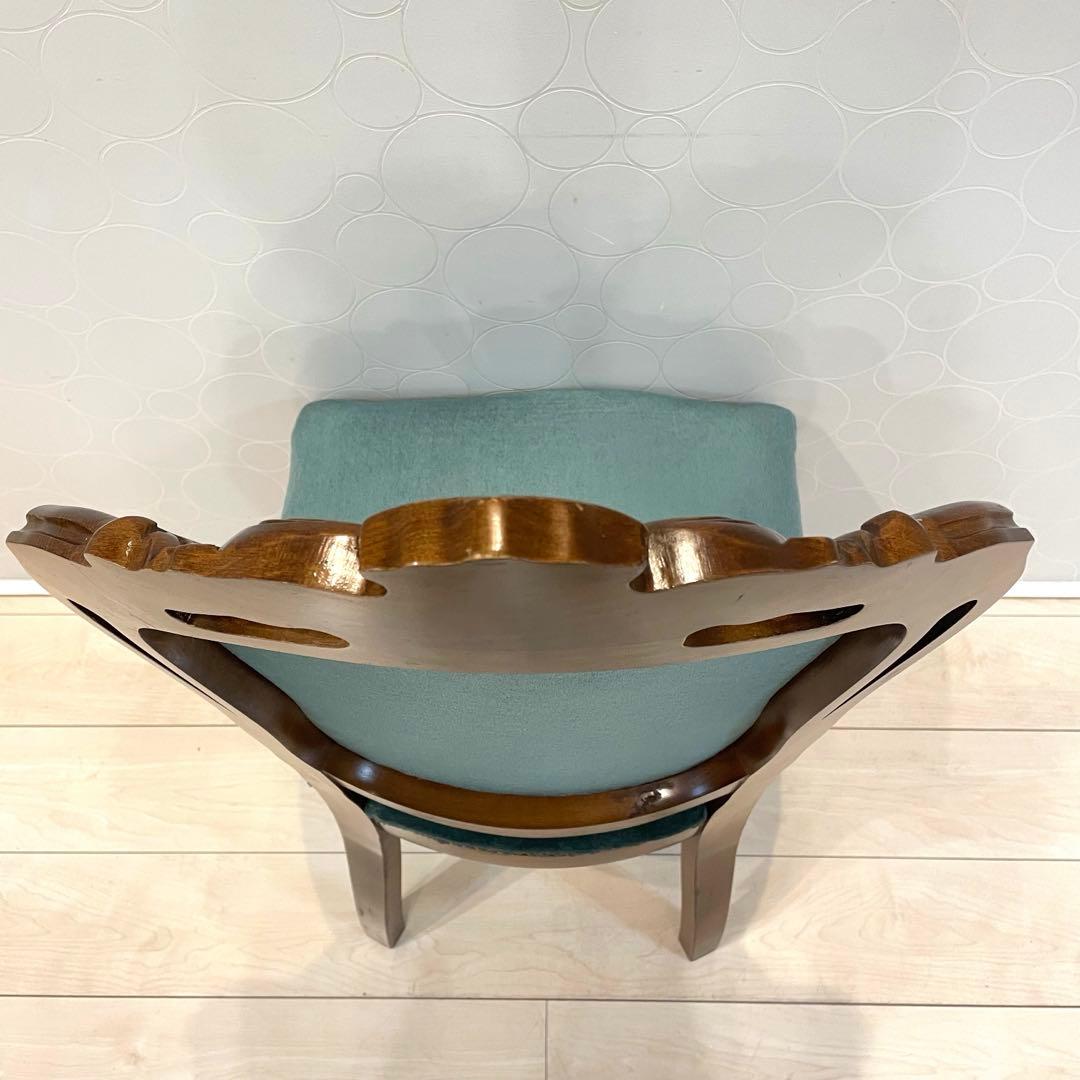 ダイニングチェア ロココ調チェア 猫脚 彫刻 木製 椅子 ベロア調　北欧 ②