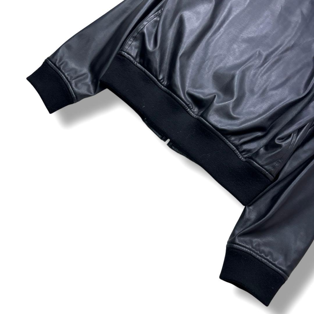 ブラック コムデギャルソン フェイク レザー ジップ ブルゾン M 黒 メンズ