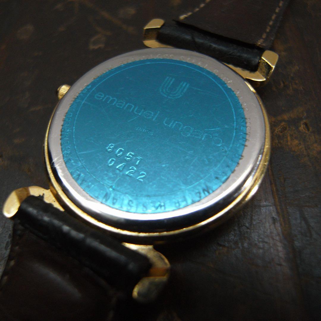 ungaro paris ウンガロ スイス製 クォーツ 腕時計 黒金