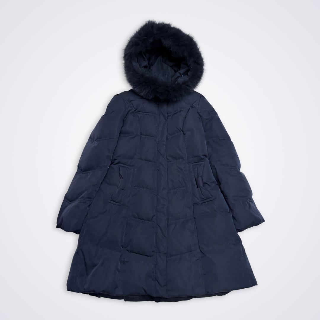 ルイルエブティック フォックスファー バックリボンダウンコート ネイビー L