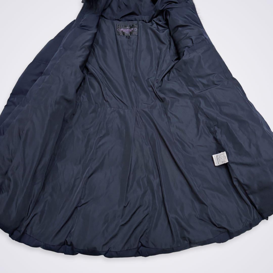 ルイルエブティック フォックスファー バックリボンダウンコート ネイビー L