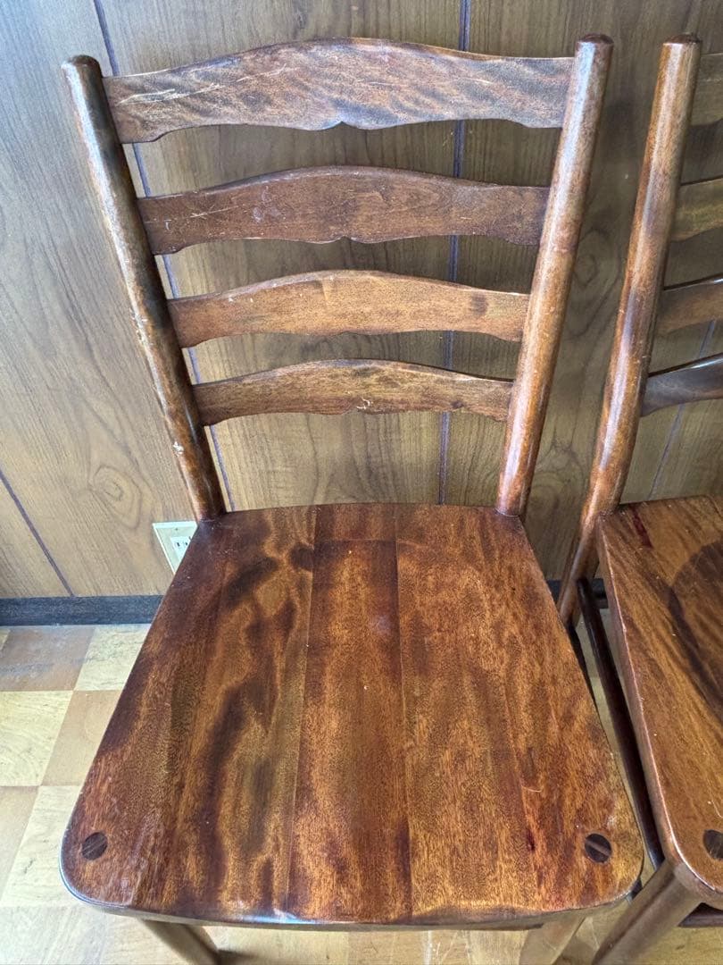 ヴィンテージ！木製ラダーバックチェア 2脚セット【中古品】