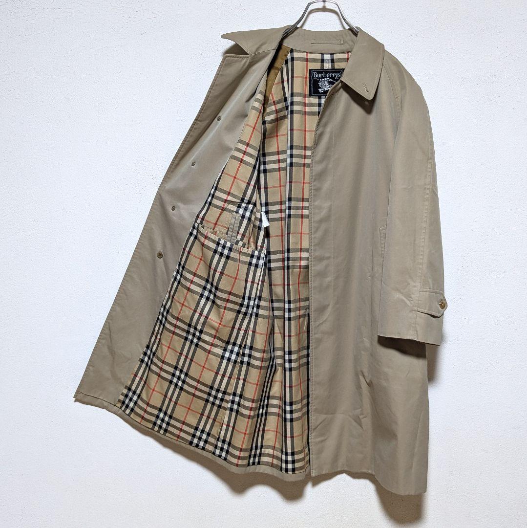 美品 80〜90s バーバリー ステンカラーコート メンズ コットン ベージュ5