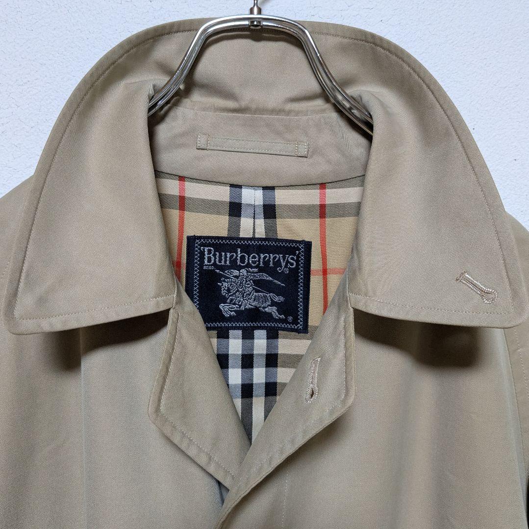 美品 80〜90s バーバリー ステンカラーコート メンズ コットン ベージュ5