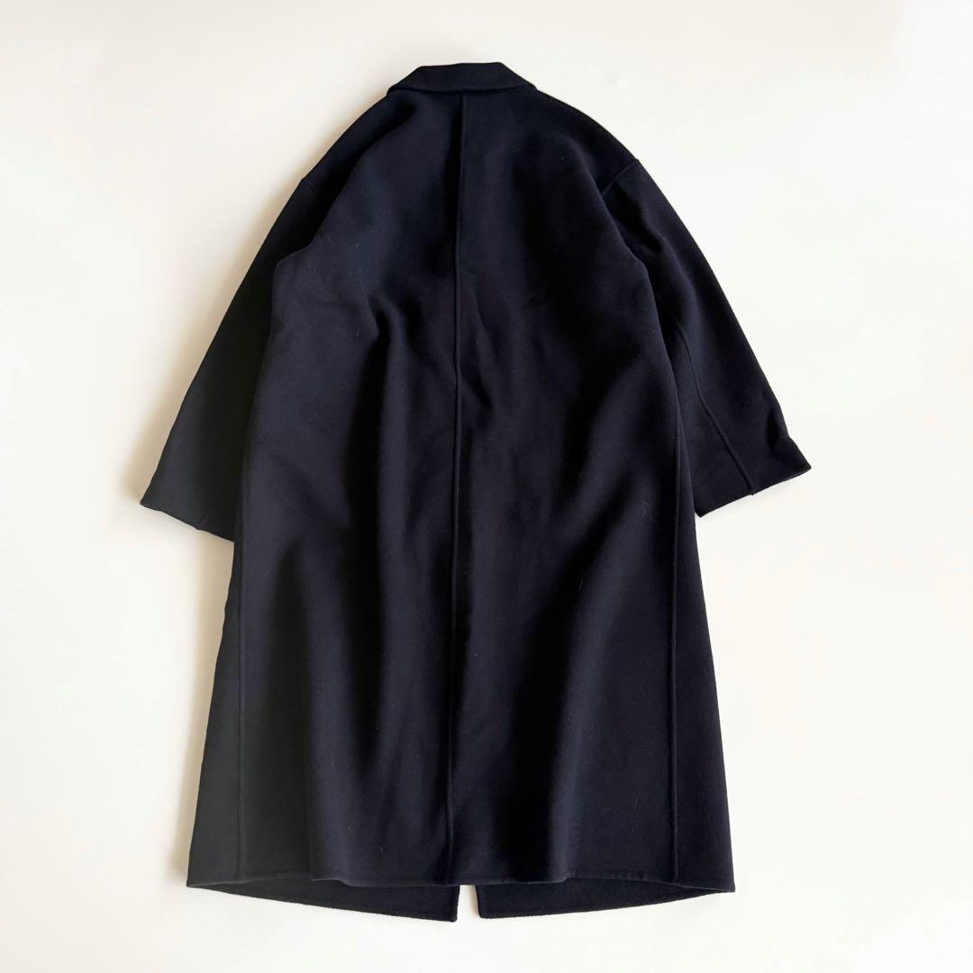 【ナノユニバース】PURE LAMBS リバーロングコート ネイビー M