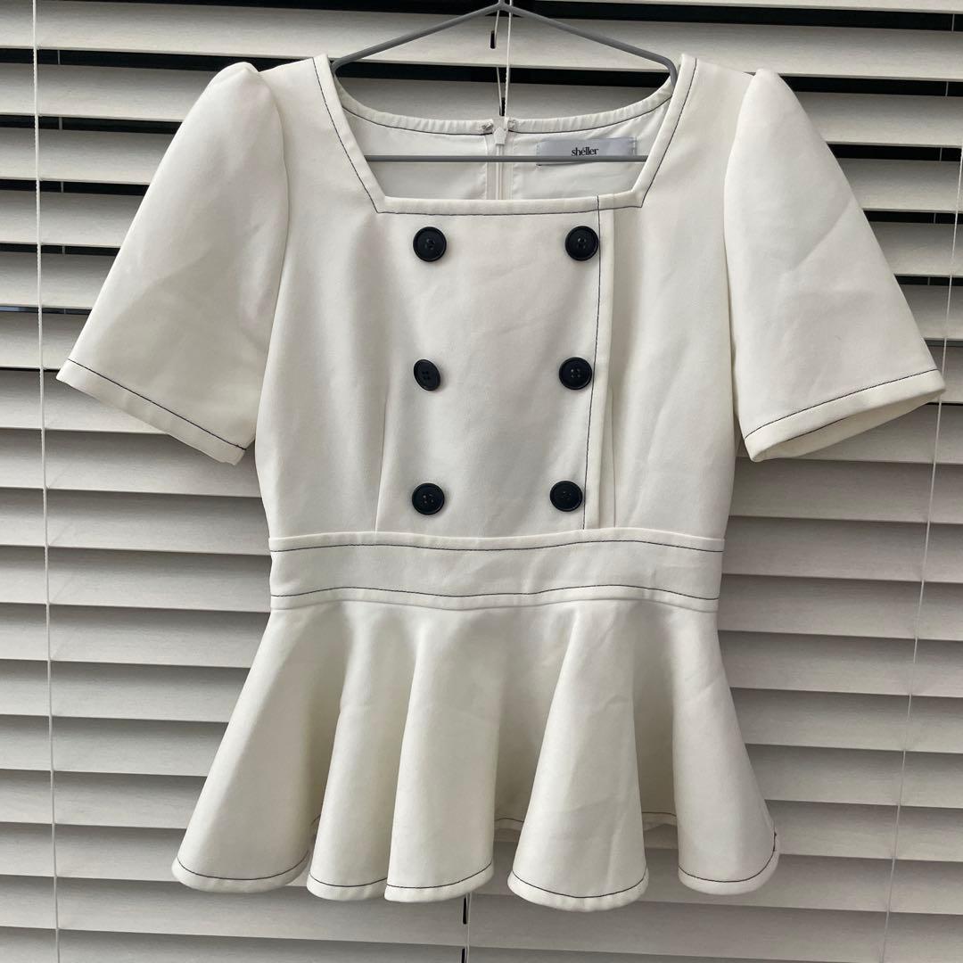 y*k様 シェリエ shellerホワイト ペプラム 半袖 トップス Fサイズ
