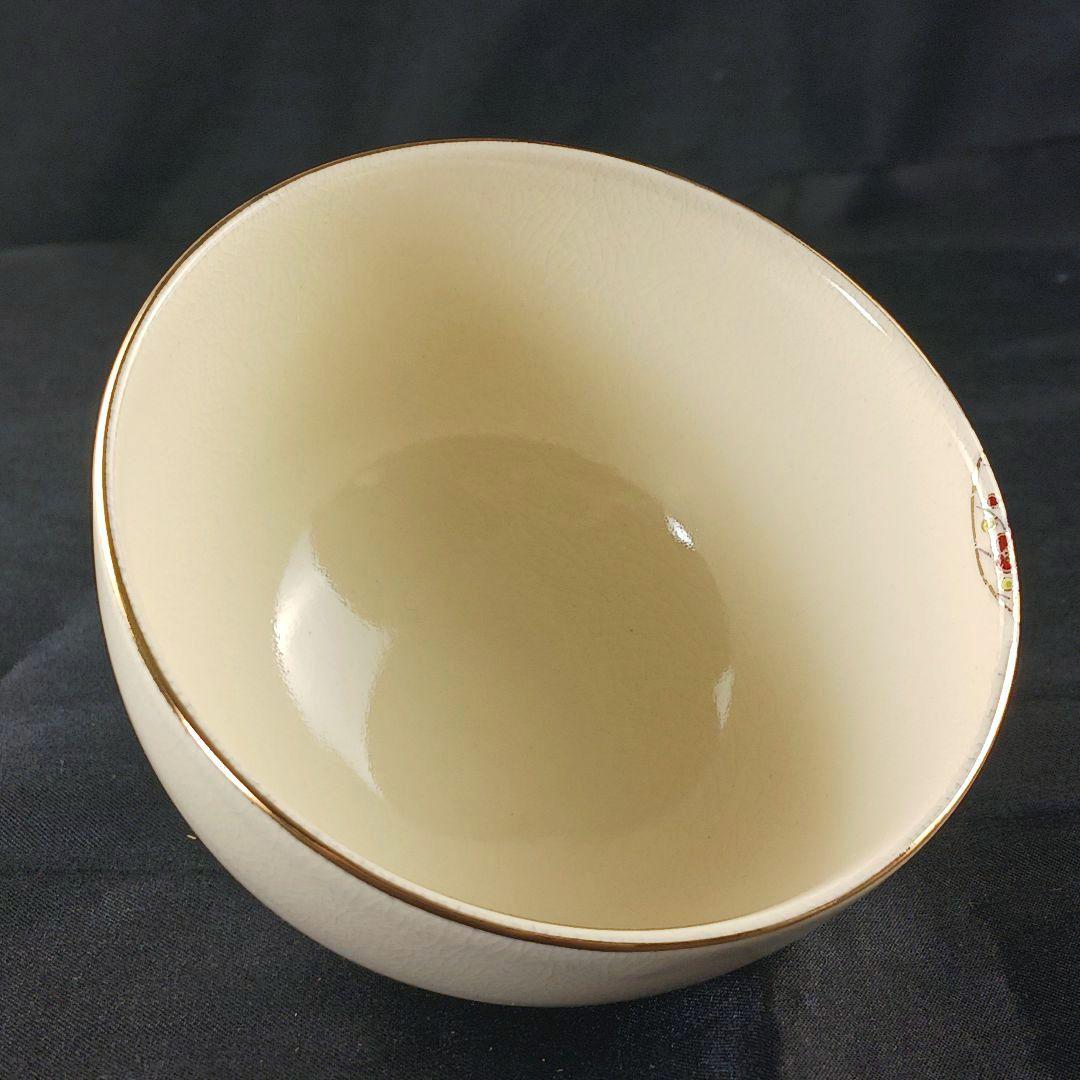 Y3386-2 仁清写 熨斗色絵金彩 小鉢碗 5客セット 共箱