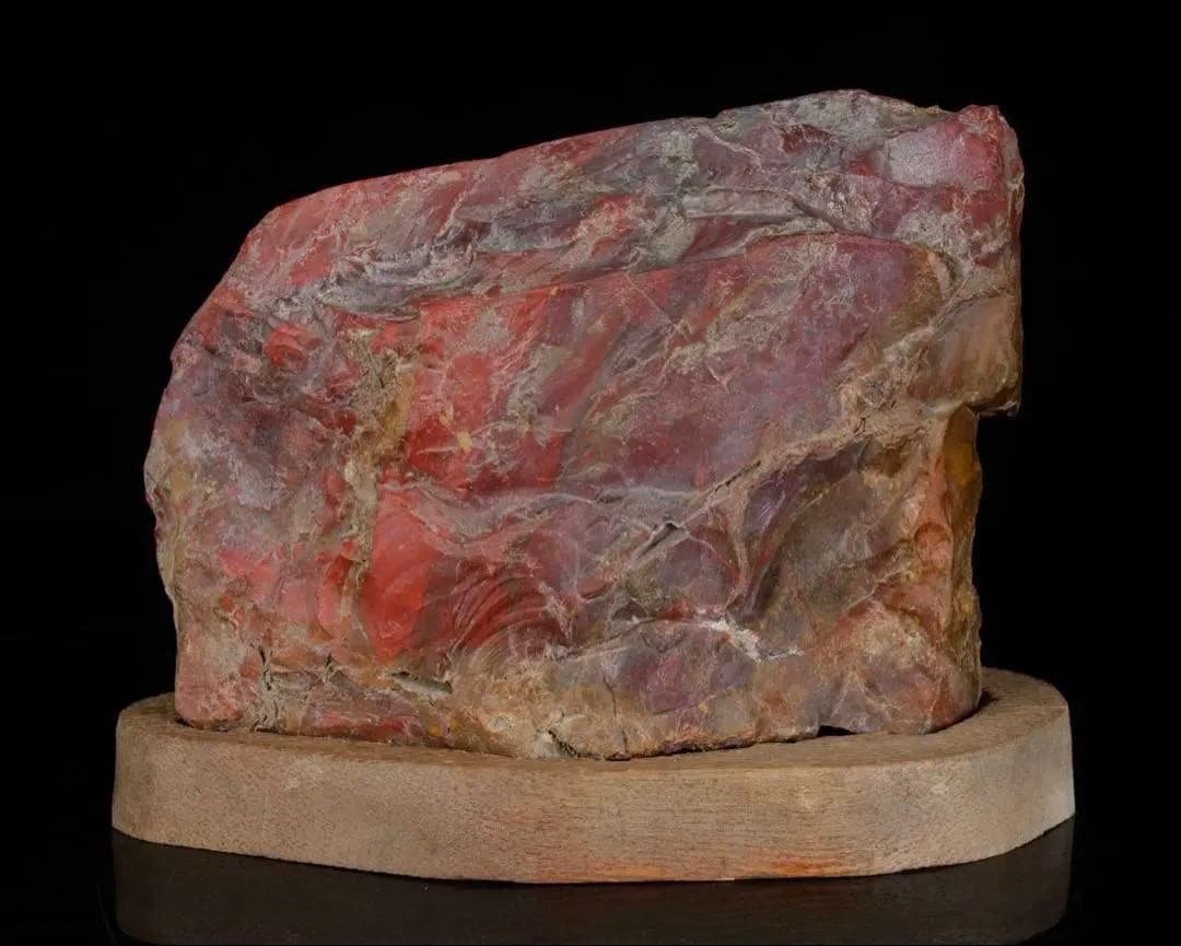 佐渡 赤玉石 黄色 赤石 ジャスパ一 台座付 2kg 水石 盆石 鑑賞石 天然石