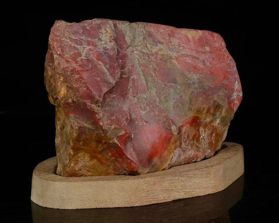 佐渡 赤玉石 黄色 赤石 ジャスパ一 台座付 2kg 水石 盆石 鑑賞石 天然石