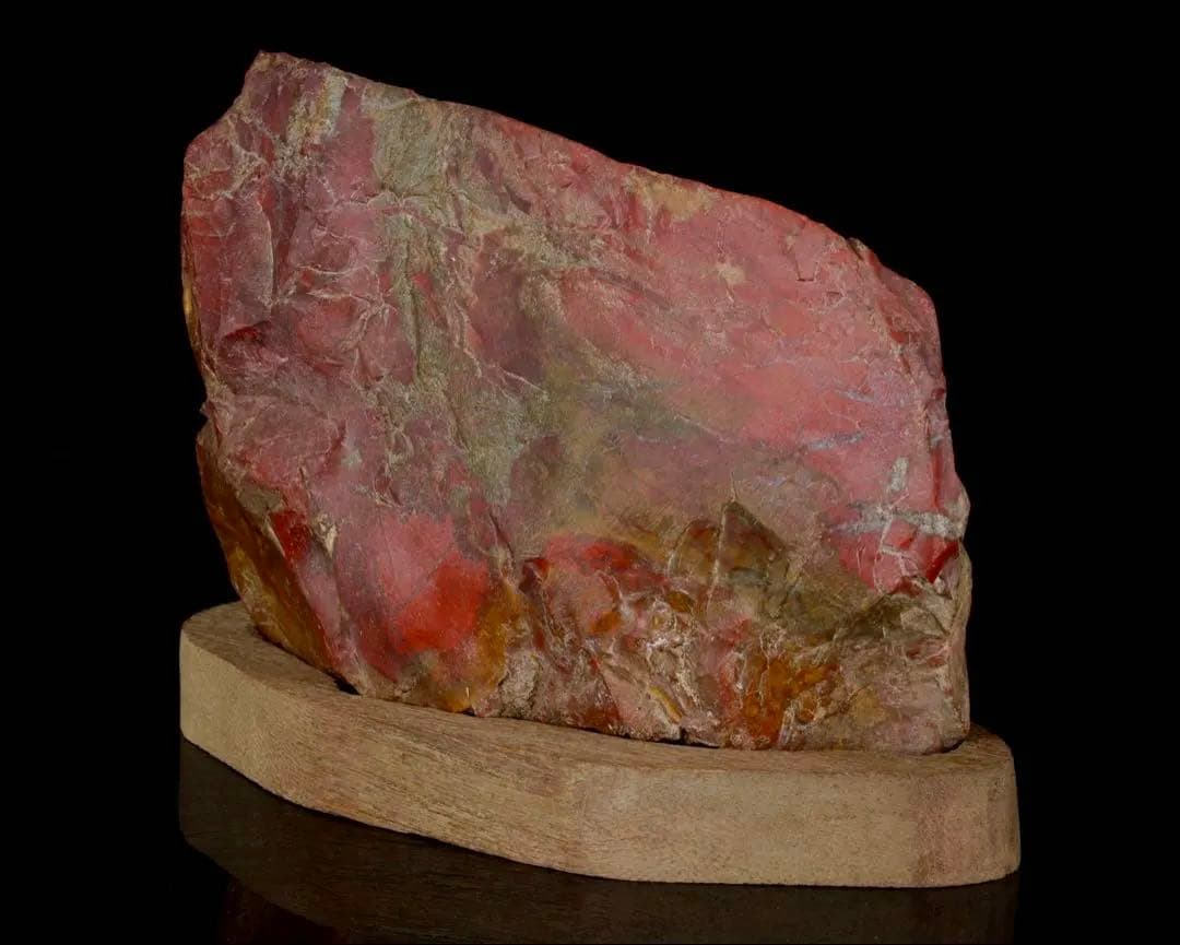 佐渡 赤玉石 黄色 赤石 ジャスパ一 台座付 2kg 水石 盆石 鑑賞石 天然石